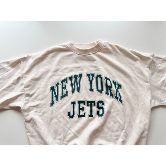 H&M x NFL New York Jets Ivory Green Logo Terry Crew Neck Sweatshirt, Size XS - Picture 4 of 10